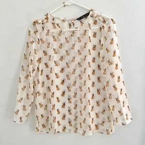 Zara French Bulldog Sheer top
